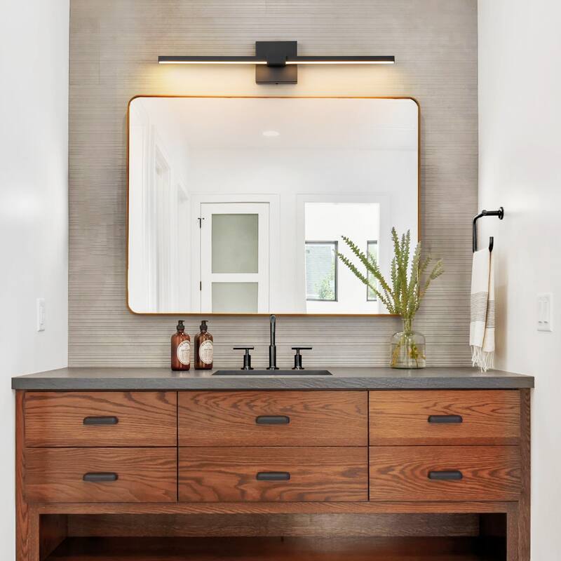 1-Light 23.6" Modern Linear Black Bathroom Vanity Light Integrated LED Color-Changing Lighting Fixtures Over Mirror