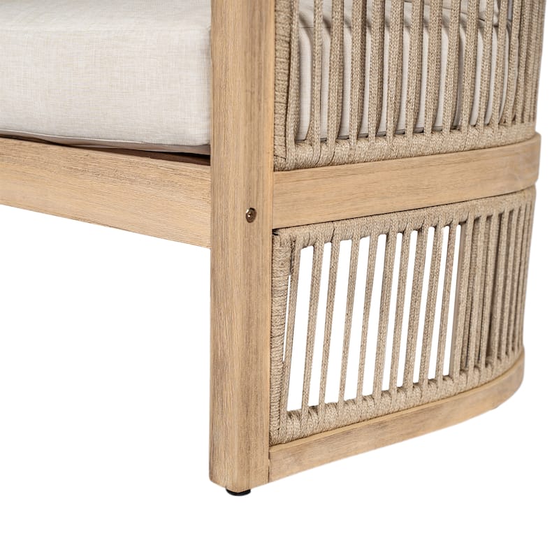 Christopher Knight Home- Xanthe Acacia Wood Patio Rope Club Chair