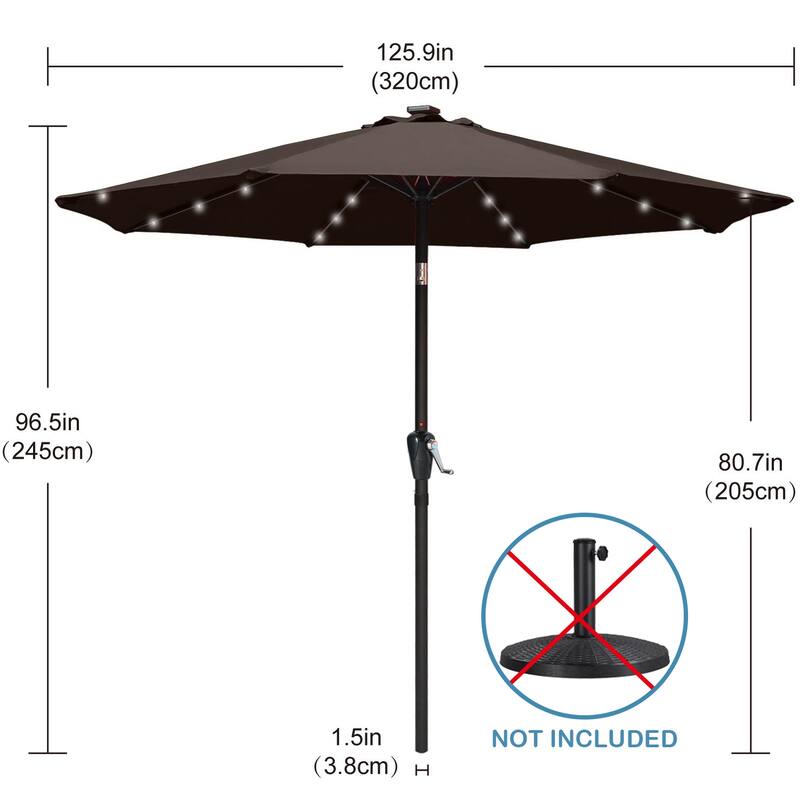 ABCCANOPY 10.5FT Outdoor Patio Solar Umbrella with 32LED Lights