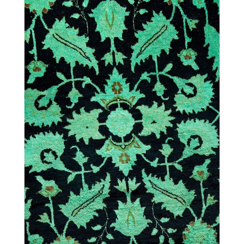 Overton Hand Knotted Wool Vintage Inspired Modern Contemporary Overdyed Black Area Rug - 3' 1" x 5' 2"