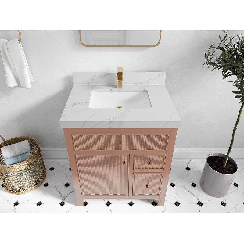 Willow Collections 30 in W x 22 in D Sonoma Free Standing Reeded Single Sink Bathroom Vanity with Countertop