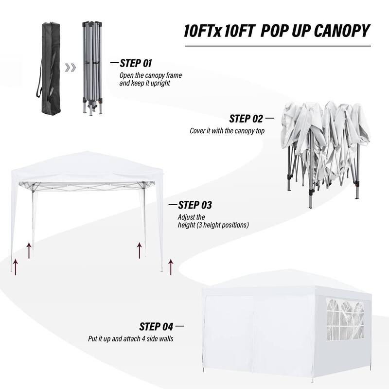 Ainfox 10'x10' Pop Up Canopy Tent Outdoor Commercial Instant Gazebos Portable Shelter Canopies