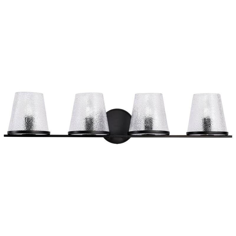 Valentine 4 Light Vanity Black Finish Hammered Glass