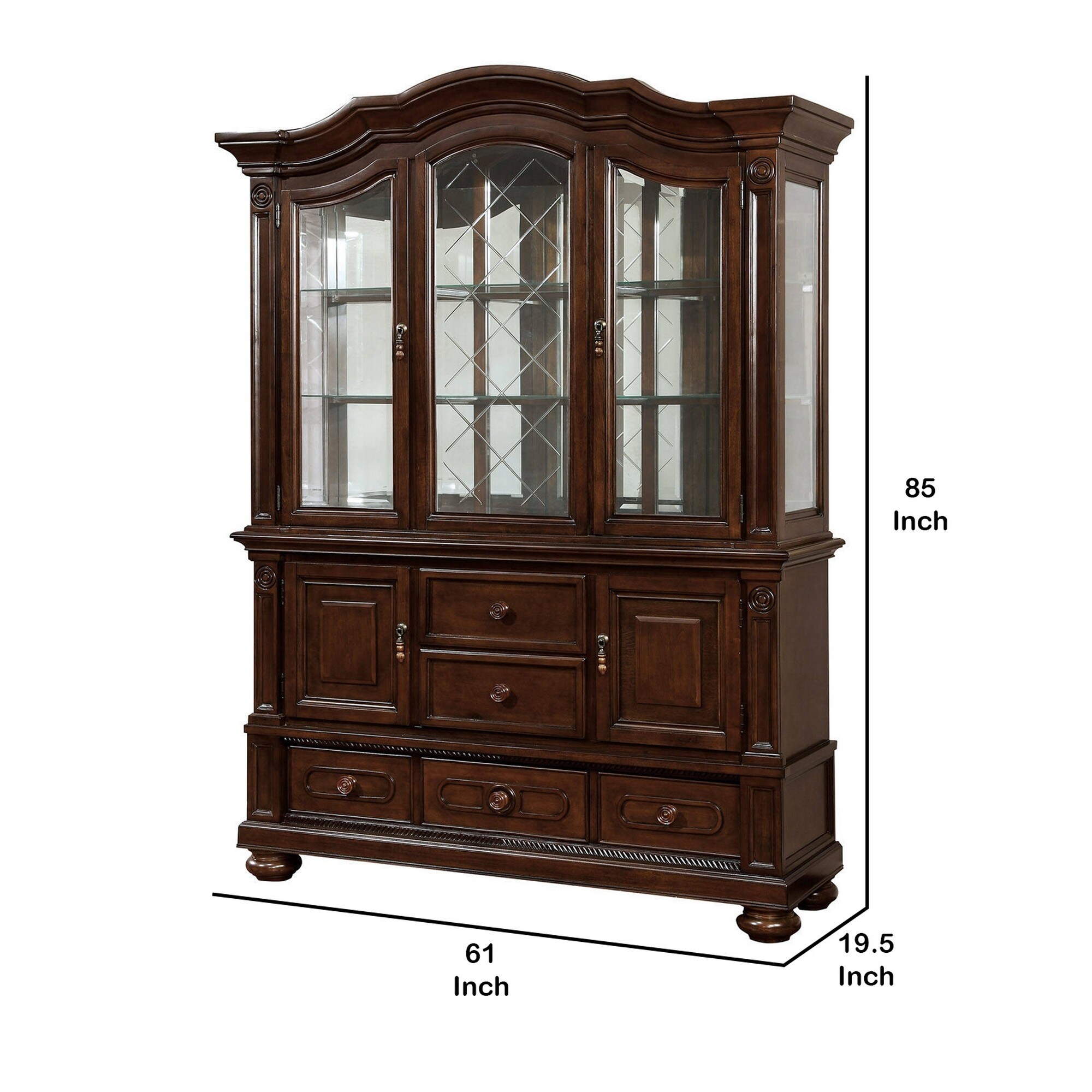 Shop Wooden Buffet And Hutch Set With Display And Storage Brown