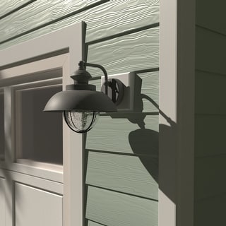 VAXCEL Harwich 10.25 in. H 1-Light Gray Coastal Outdoor Wall Sconce, Steel, Clear Seeded Glass Shade, LED Compatible