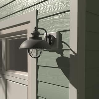 VAXCEL Harwich 10.25 in. H 1-Light Gray Coastal Outdoor Wall Sconce, Steel, Clear Seeded Glass Shade, LED Compatible