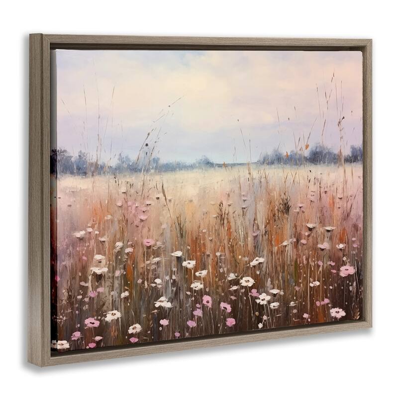 Stupell Neutral Tone Wildflower Field Framed Floater Canvas Wall Art Design By Arlington Prints