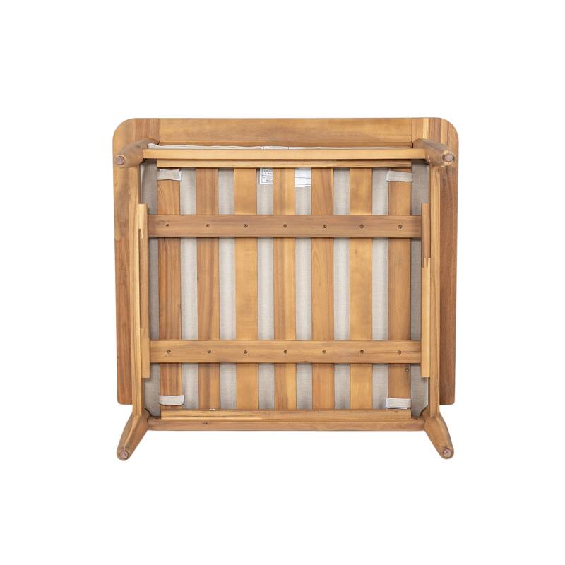 Roomfitters Terassi Outdoor Acacia Wood Lounge Chair with Cushions, Teak Finish and Beige Fabric