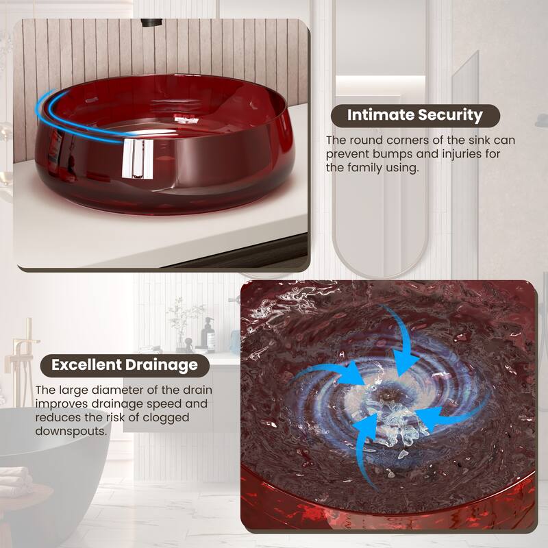 Transparent Resin Vessel Bathroom Sink Included Pop-up Drain and Drain Hose, Modern Above Counter Wash Basin with Center Drain