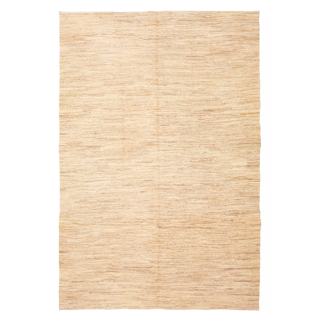 ECARPETGALLERY Flat-Weave Natural Beige Wool Tapestry Kilim - 6'7 x 9'9