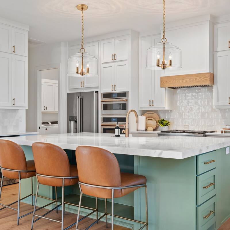 Modern Industrial 3-Light Clear Glass Drum Pendant Light