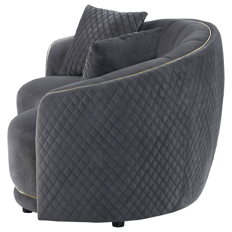 Brookside Velvet Upholstered Curved Loveseat Dark Grey - N/A