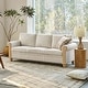 preview thumbnail 19 of 22, Zalma 81"W Farmhouse Nailhead Trimed Textured Striped Linen Sofa with Rolled Arms and Solid Wood Spindle Legs by HULALA HOME