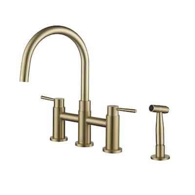 Double Handle Bridge Kitchen Faucet with Side Sprayer