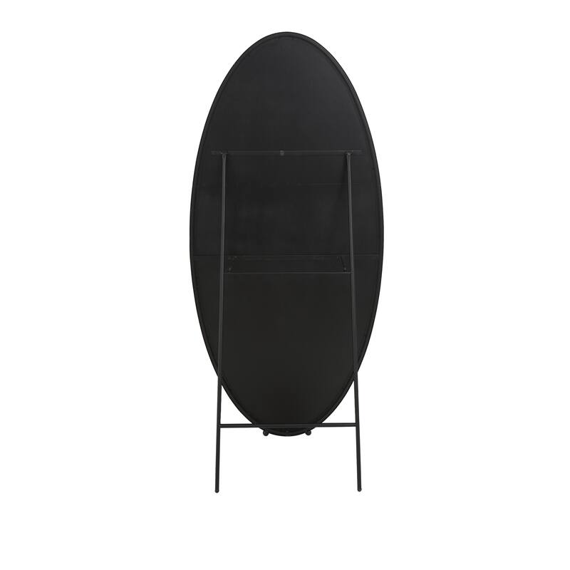 Metal Oval Freestanding Room Floor Mirror with Ball Feet - Silver - Roche River Decor