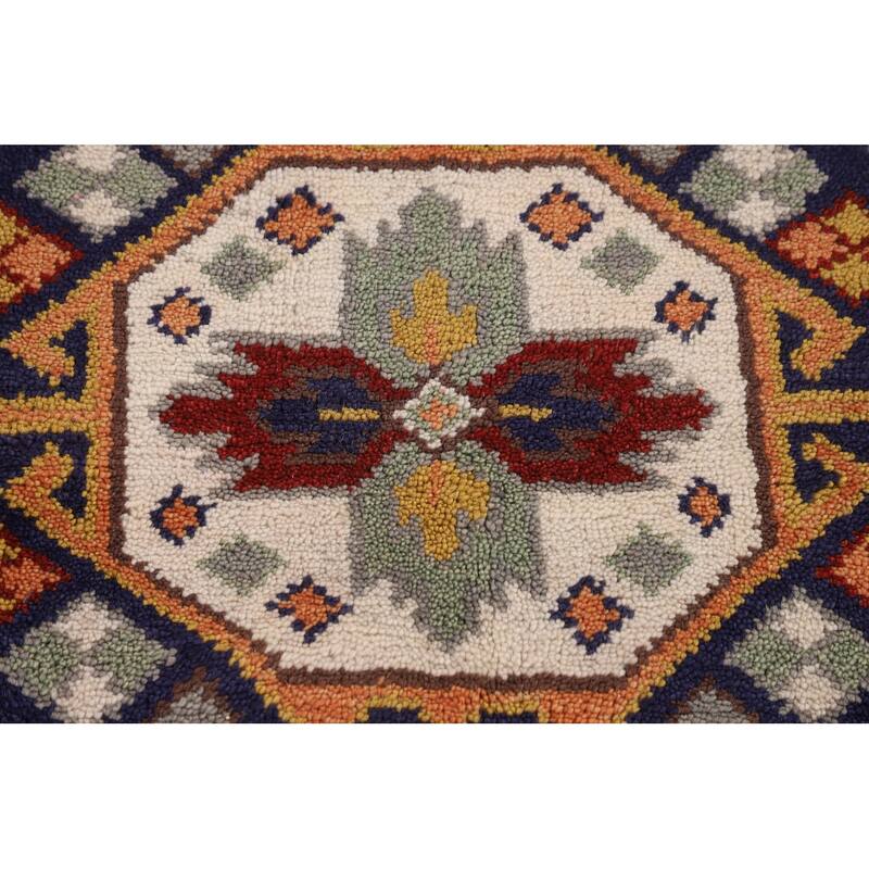 Geometric Kazak Oriental Area Rug Handmade Wool Carpet - 8'0" x 10'1"