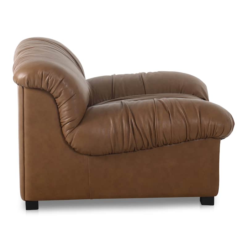 NADAAL STUDIOS Zarek Lounge Chair, Oversized Postmodern Design in Top Grain Leather, Tan