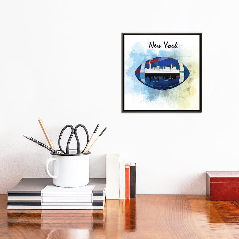 iCanvas "Football New York Giants" by Katia Skye Framed