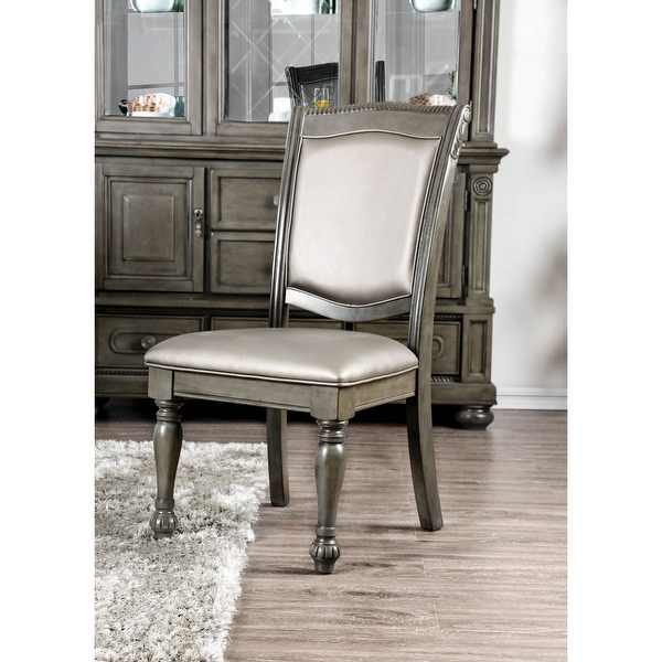 Tima Traditional Grey Faux Leather Dining Chairs Set of 2 by