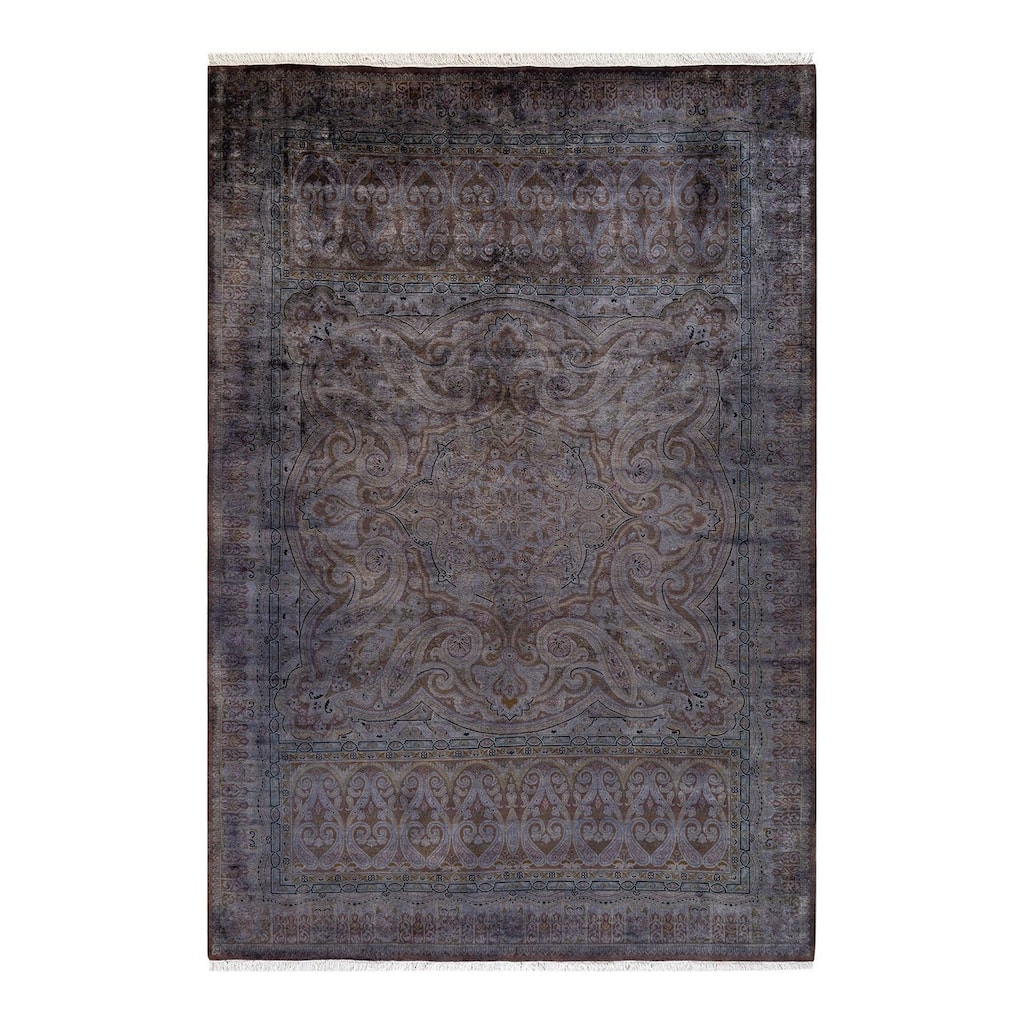 Overton Hand Knotted Wool Vintage Inspired Modern Contemporary Overdyed Gray Area Rug - 6' 2" x 9' 2"