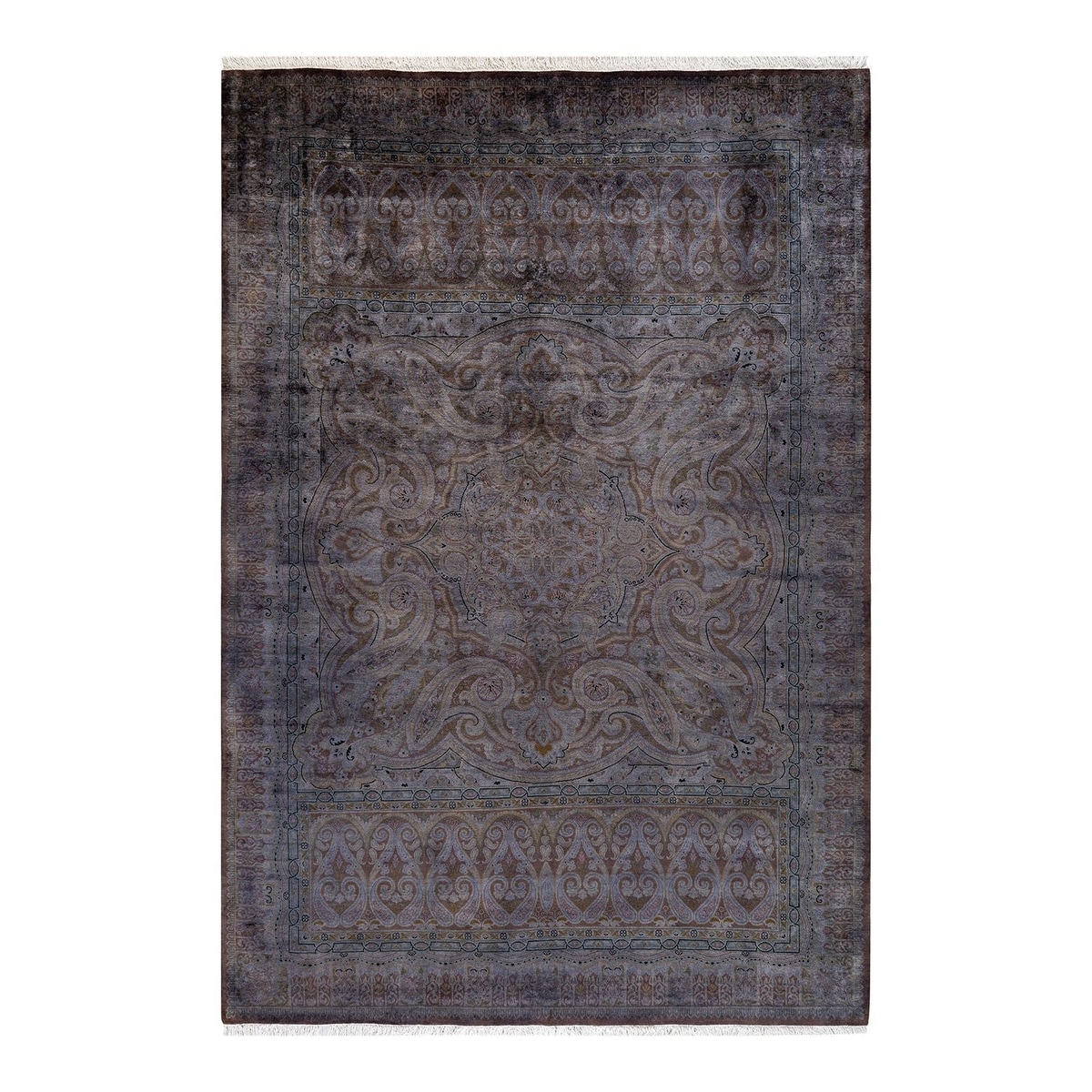 Overton Hand Knotted Wool Vintage Inspired Modern Contemporary Overdyed Gray Area Rug - 6' 2" x 9' 2"