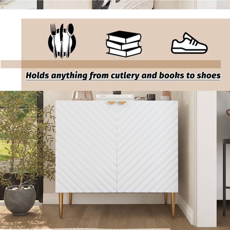 Clihome 2-Door Storage Buffet Sideboard with Adjustable Shelf
