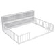 preview thumbnail 17 of 35, Toddler Floor Storage Bed with Bedside Bookcase, Shelves, Fence Guardrails, No Door, No Slats for Boys Girls Children's Room