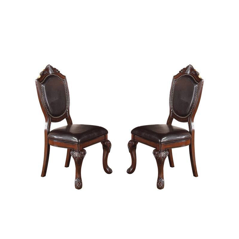 Set Of 2 Dining Chairs with Faux Leather Upholstery in Dark Brown