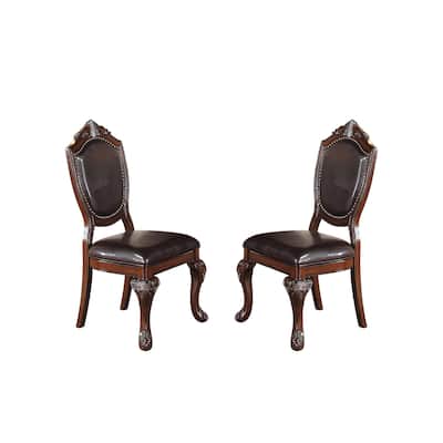 Set Of 2 Dining Chairs with Faux Leather Upholstery in Dark Brown
