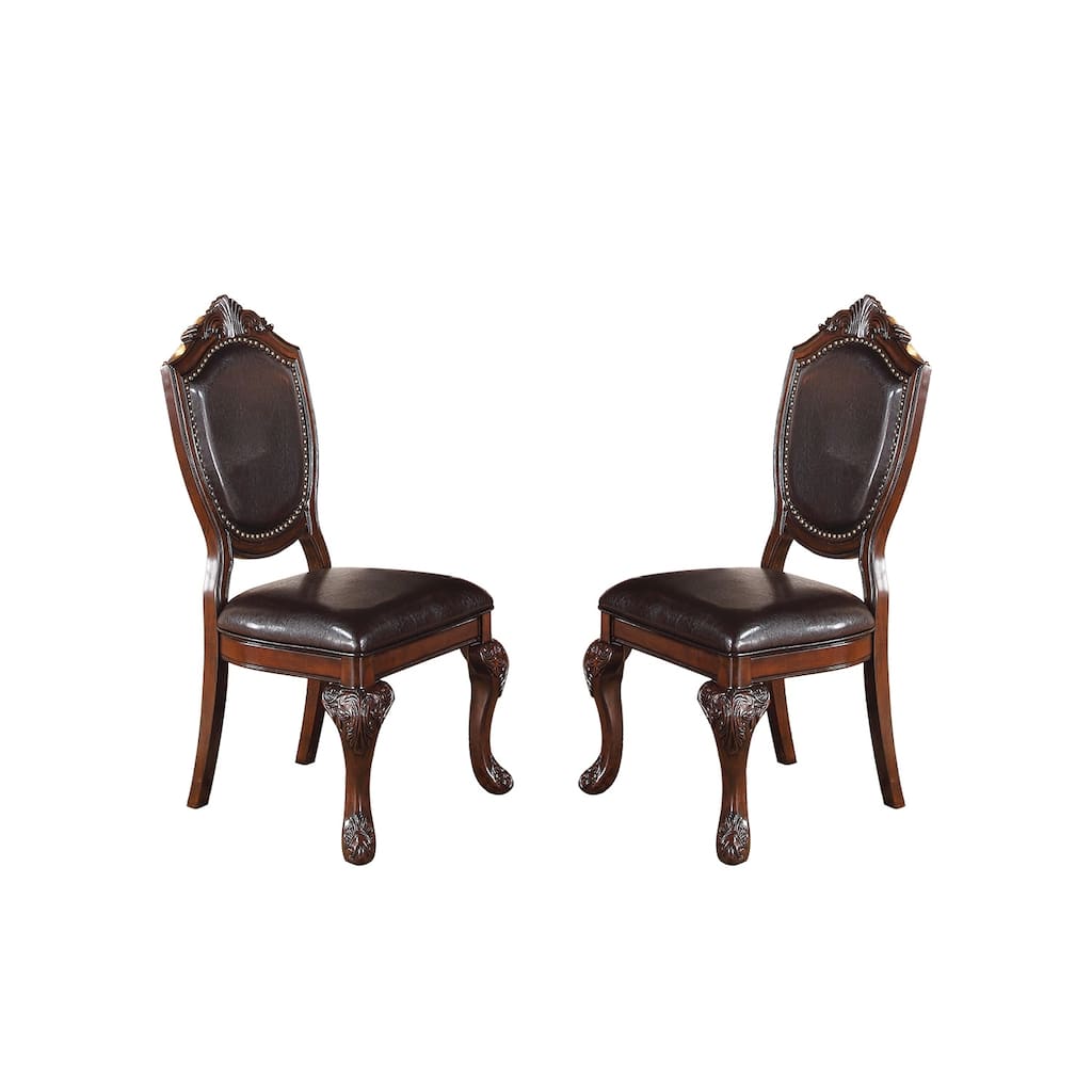 Set Of 2 Dining Chairs with Faux Leather Upholstery in Dark Brown