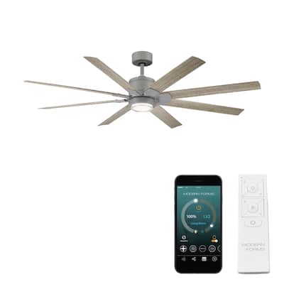 Renegade Indoor and Outdoor 8-Blade Smart Ceiling Fan 52in with 3000K LED Light Kit and Remote Control with Wall Cradle - 52