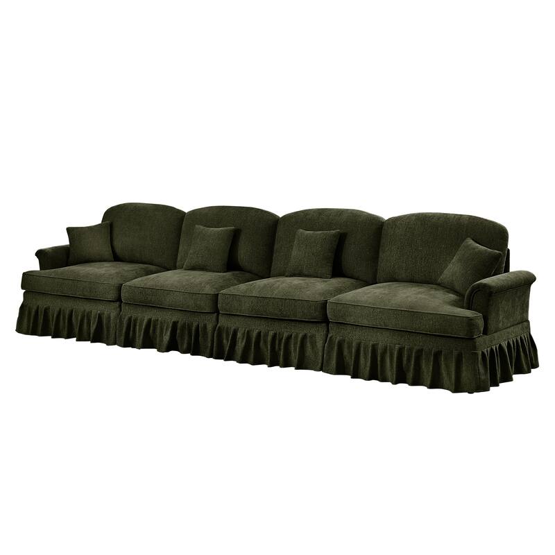 GDFStudio - Elegant Mid Century 4-Seater 137.8" Chenille Sofa with Flared Arms