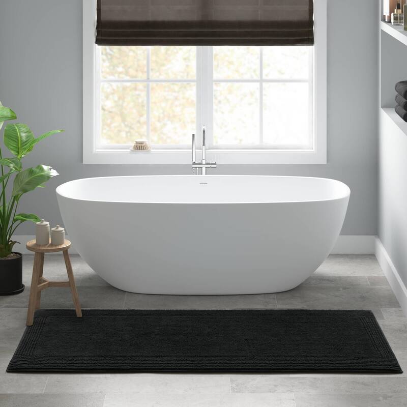 Cotton Tufted 3000 GSM Reversible Bath Rug - 24x72" - Black