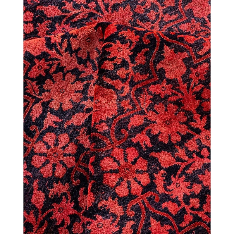 Overton Hand Knotted Wool Vintage Inspired Modern Contemporary Overdyed Red Area Rug - 10' 3" x 14' 0"