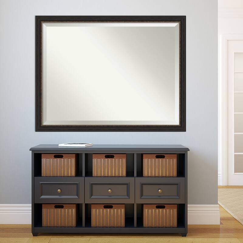 Beveled Bathroom Wall Mirror - Accent Bronze Narrow Frame