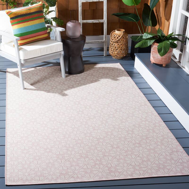 Martha Stewart by SAFAVIEH Matty Indoor/ Outdoor Rug - 6'5" x 9'6" - Pink/Ivory