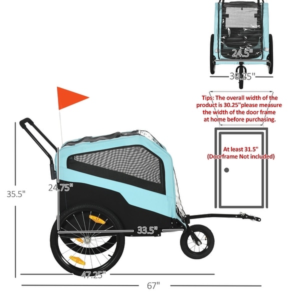 Aosom 2 in 1 Dog Bike Trailer Pet Stroller Carrier for Large Dogs with Hitch Quick release Wheels Foot Support On Sale Bed Bath Beyond 38052510