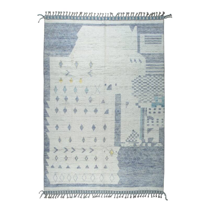 Home Decor Ivory Hand-Knotted Wool Contemporary Marrakech Handspun Area RugTimeless Elegance for Living Room, Bedroom, Office, o