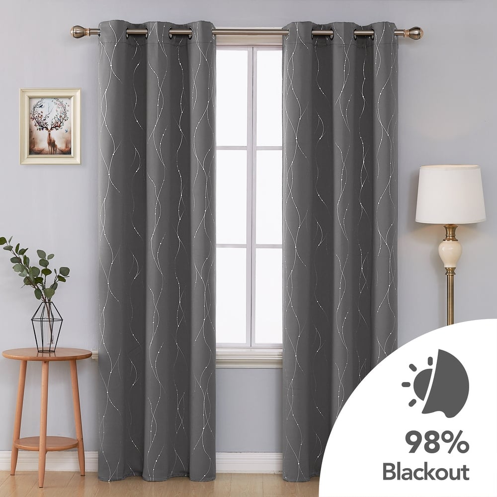 Deconovo Wave Line with Dots 42 Width Curtains Pair(2 Panel)