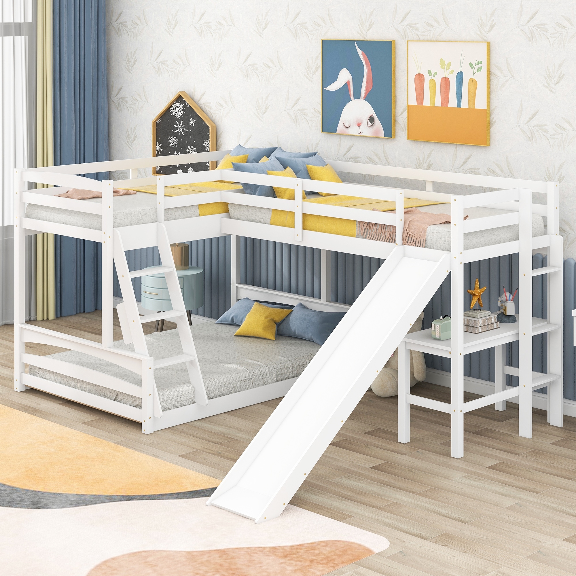 Full size loft discount bed with slide