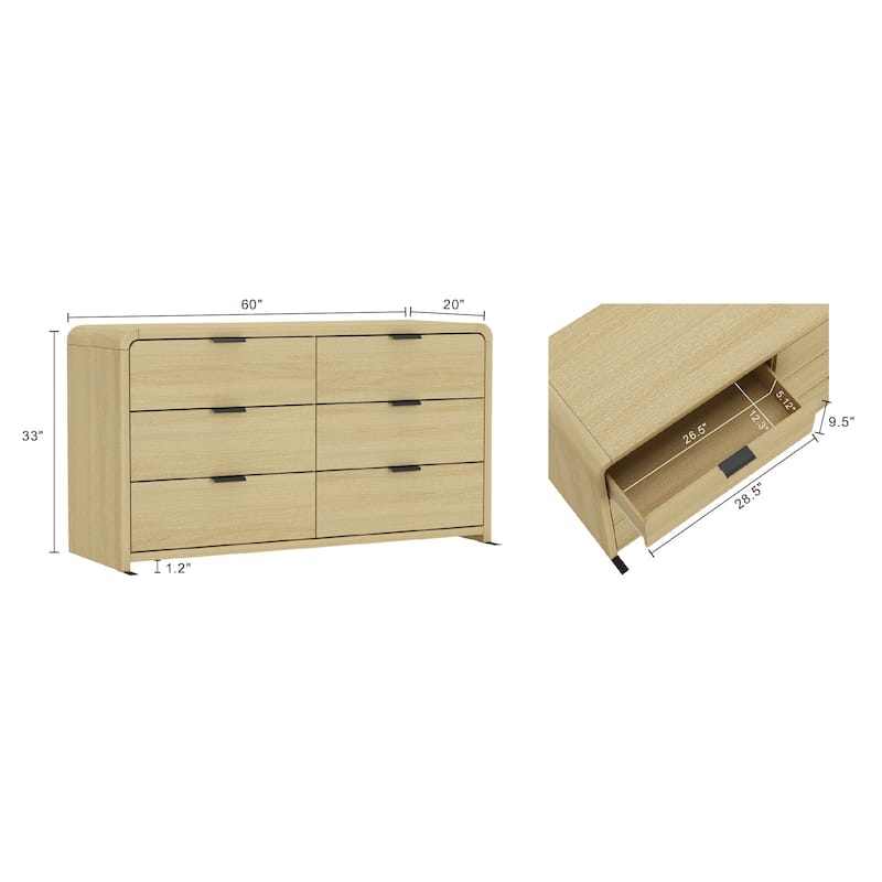 Manhattan Comfort Grace 60" Dresser (6-Drawer)