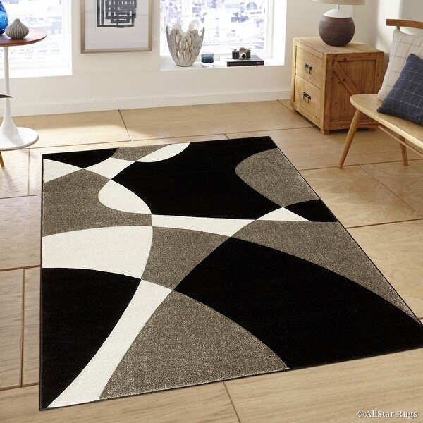 Allstar Rugs Black Modern Geometric Formal Design Area Rug 7 9 X 10 5
