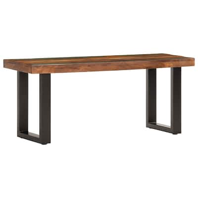 vidaXL Bench Steel Wooden Outdoor Bench 43.3"/63" Solid Mango/Reclaimed Wood