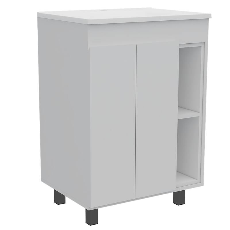 Compact 24-Inch Bathroom Vanity with Drop-In Sink, Open Display Space, and Quality Construction - 17.9in L