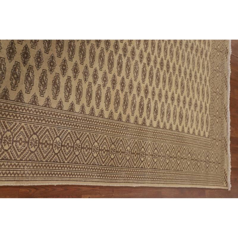Geometric Turkoman Persian Vintage Area Rug Hand-Knotted Wool Carpet - 6'7"x 9'8"