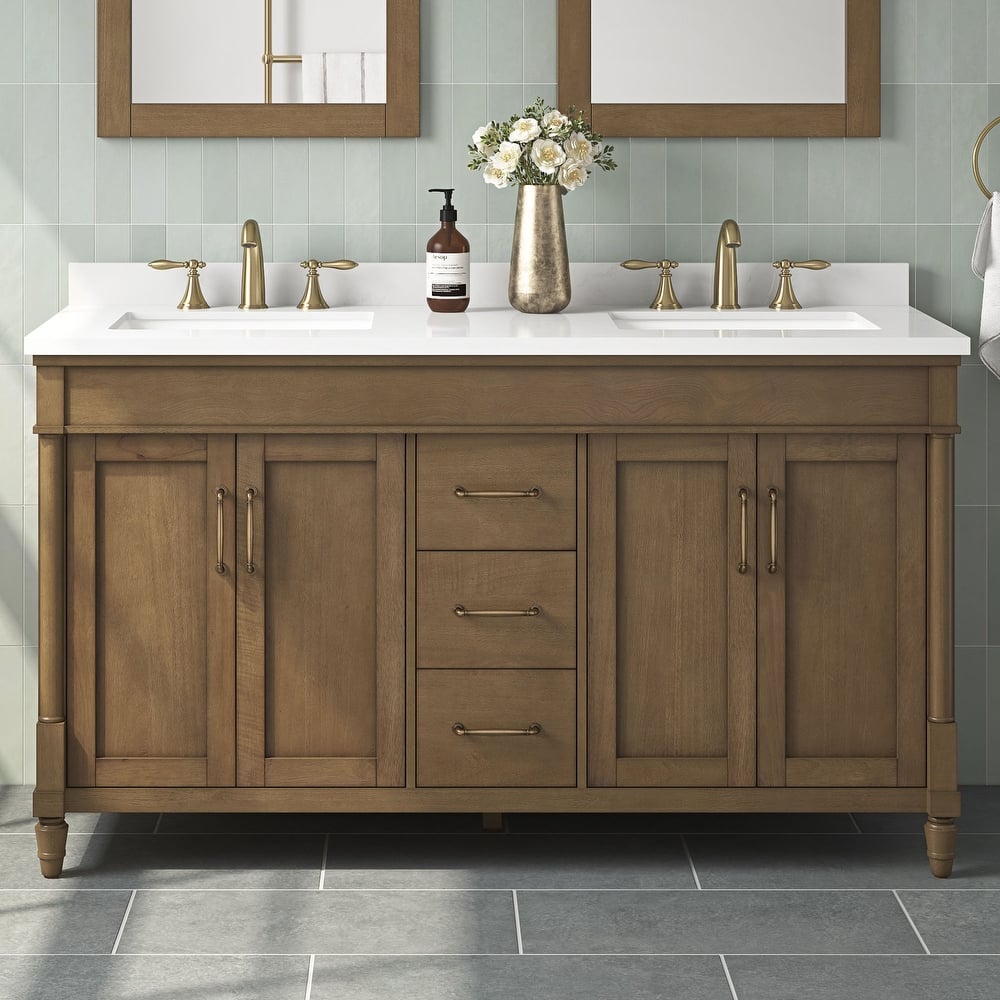 Salisbury Bathroom Vanity with White Engineered Marble Top