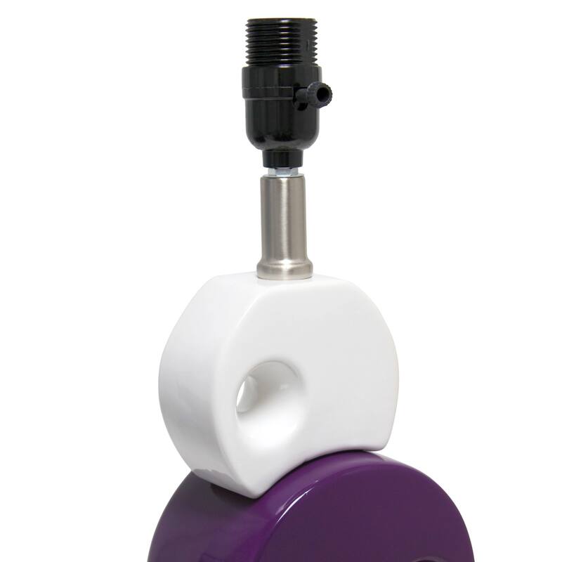 Modern Table Lamp - Stacked Circle Design, Drum Shade, Living Room, Bedroom Decor, Purple Accent