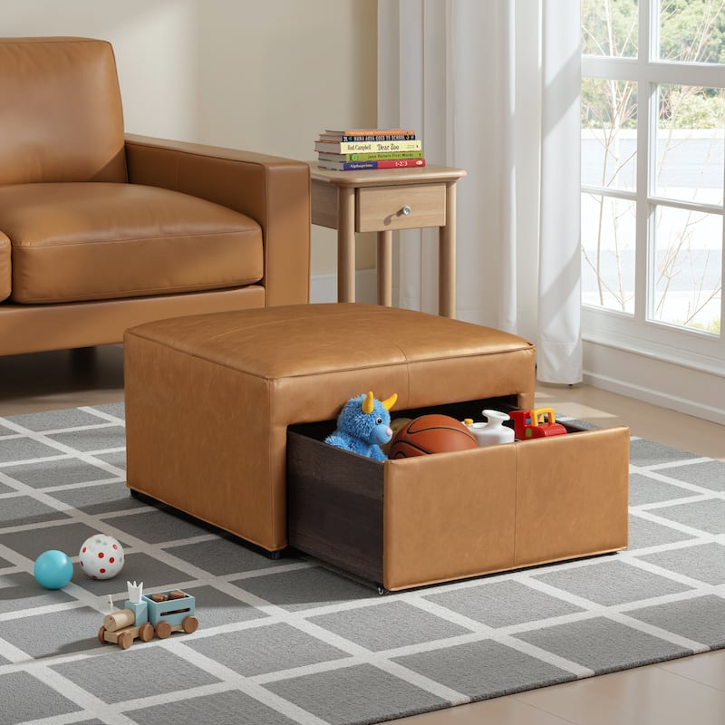 Studio Living Hanson Storage Ottoman in Faux Leather - Carmel