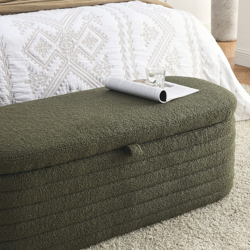 Length 45.5 inchesStorage Ottoman Bench with Safety Hinge