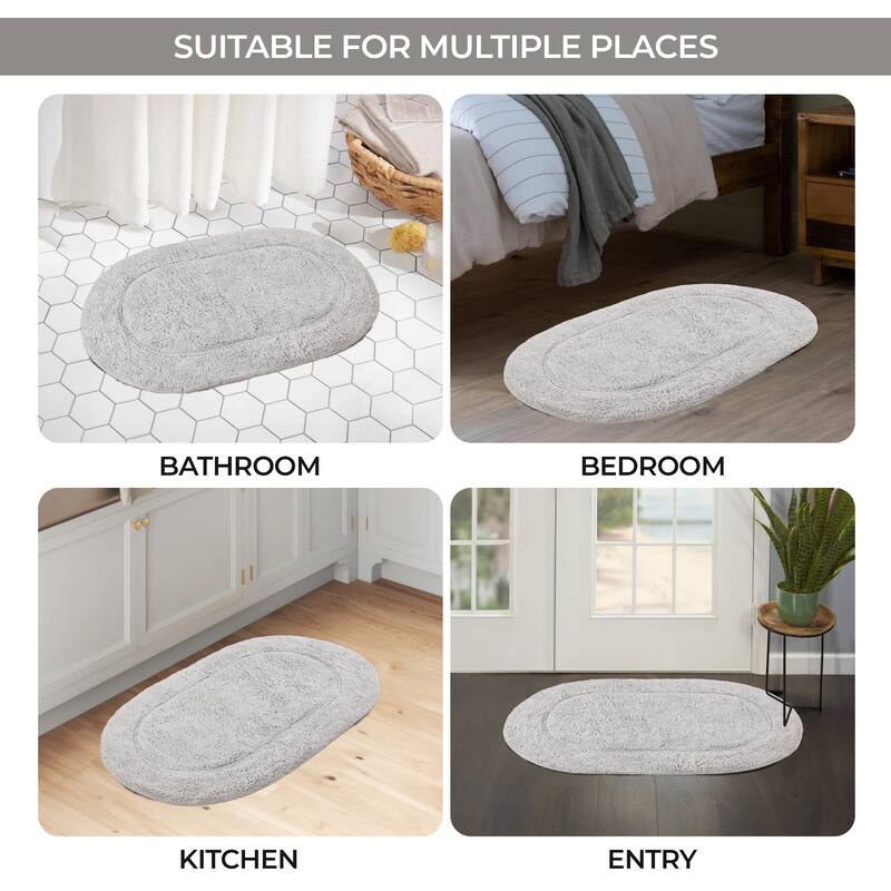 Superior Cotton Non-slip Oval Bath Rug - (Set of 2) - On Sale ...